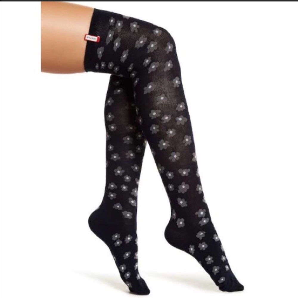 HUNTER blue floral tall boot socks - Picture 3 of 7